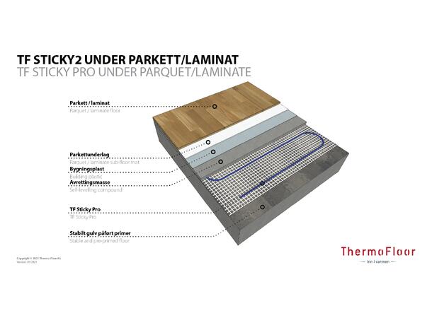TF Sticky2 100W/6m²  600W Selvklebende varmekabelmatte  100W