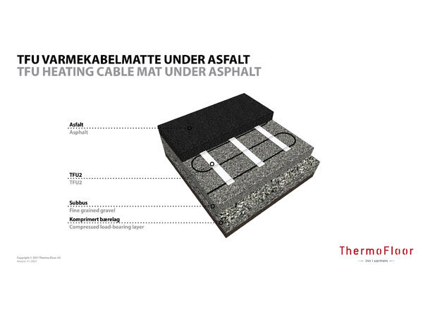 TFU2 230VAC 300W/5m²  1500W Varmekabel for utendørs bruk  300W/m
