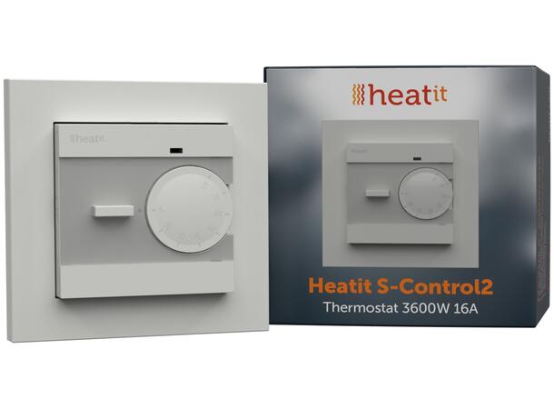 Heatit S-Control2  Hvit 9003 Termostat  3600W  16A  Hvit RAL 9003