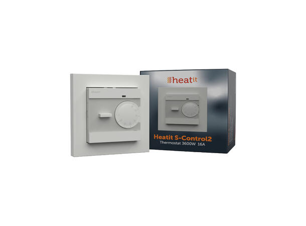 Heatit S-Control2  Hvit 9003 Termostat  3600W  16A  Hvit RAL 9003