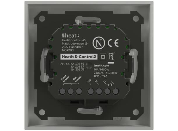 Heatit S-Control2  Hvit 9003 Termostat  3600W  16A  Hvit RAL 9003