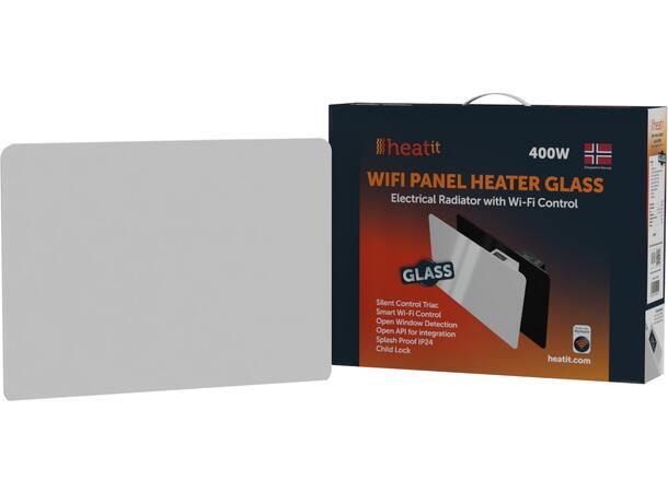 Heatit WiFi Glass 400W Hvit Panelovn med Wi-Fi  Glass