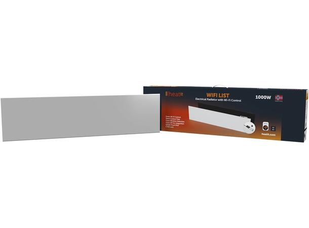 Heatit WiFi List 1000W  Hvit Varmelist med Wi-Fi styring - Stål