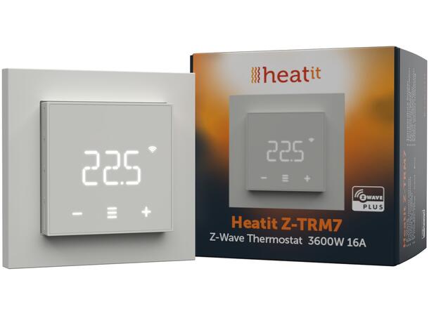 Heatit Z-TRM7  Hvit RAL 9003 Z-Wave termostat  3600W  16A  868,4MHz