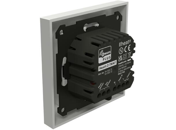 Heatit Z-TRM7  Hvit RAL 9003 Z-Wave termostat  3600W  16A  868,4MHz