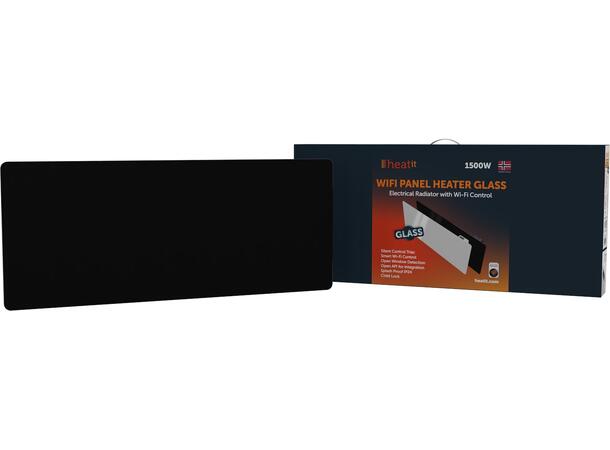 Heatit WiFi Glass 1500W Sort Panelovn med Wi-Fi  Glass