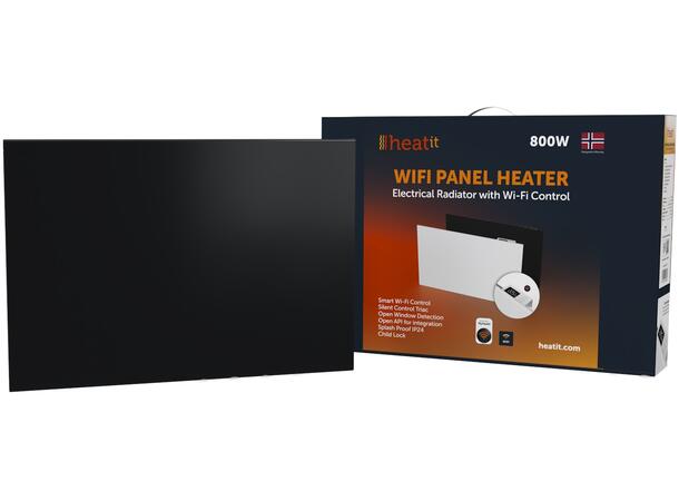 Heatit WiFi Panel 800W  Black Panelovn med Wi-Fi  Stål