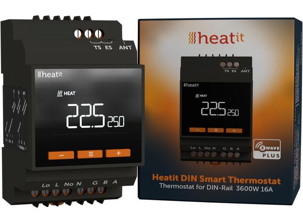 Heatit DIN Smart Thermostat Termostat for DIN-skinne  3600W/16A