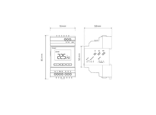 Heatit DIN Smart Thermostat Termostat for DIN-skinne  3600W/16A