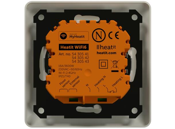 Heatit WiFi6  Hvit RAL 9010 Wi-Fi termostat 3600W  16A