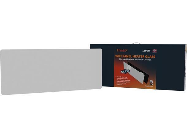 Heatit WiFi Glass 1500W Hvit Panelovn med Wi-Fi  Glass
