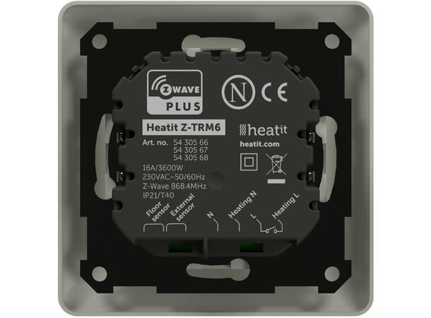 Heatit Z-TRM6 White  RAL9010 Z-Wave termostat  3600W  16A  868,4 MHz