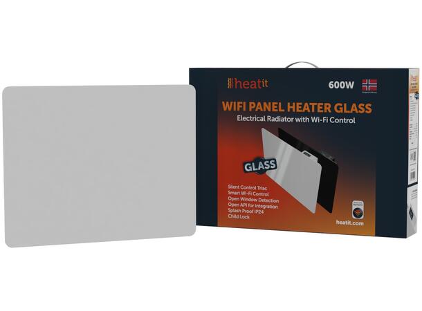 Heatit WiFi Glass 600W Hvit Panelovn med Wi-Fi  Glass