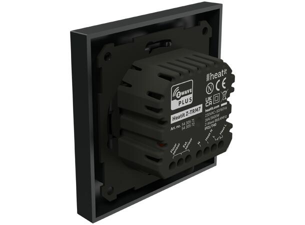 Heatit Z-TRM7  Sort matt Z-Wave termostat  3600W  16A  868,4MHz