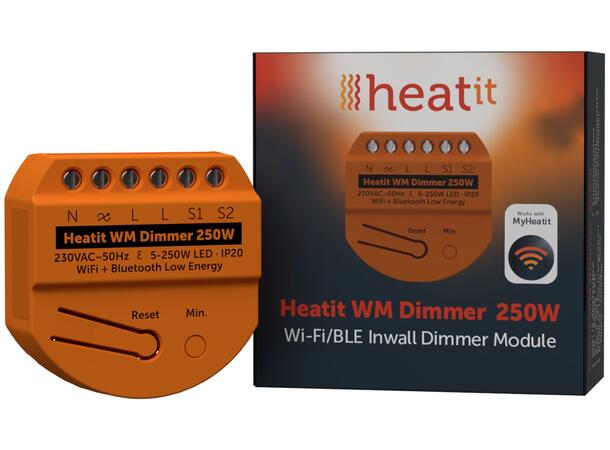 Heatit WM Dimmer 250W Wi-Fi/BLE Dimmer for skjult montering