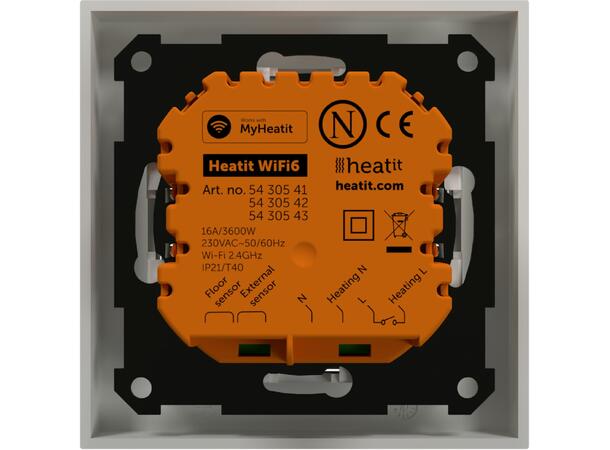 Heatit WiFi6  Hvit RAL 9003 Wi-Fi termostat 3600W  16A