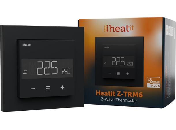 Heatit Z-TRM6 Black matt Z-Wave termostat  3600W  16A  868,4 MHz