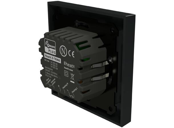 Heatit Z-TRM6 Black matt Z-Wave termostat  3600W  16A  868,4 MHz