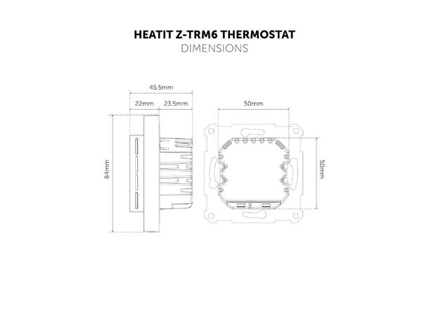 Heatit Z-TRM6 Black matt Z-Wave termostat  3600W  16A  868,4 MHz