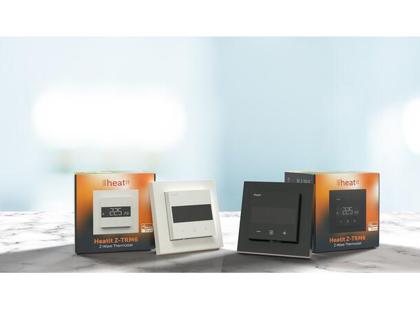 Heatit Z-TRM6 Black matt Z-Wave termostat  3600W  16A  868,4 MHz