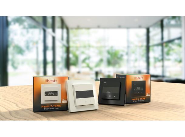 Heatit Z-TRM6 Black matt Z-Wave termostat  3600W  16A  868,4 MHz