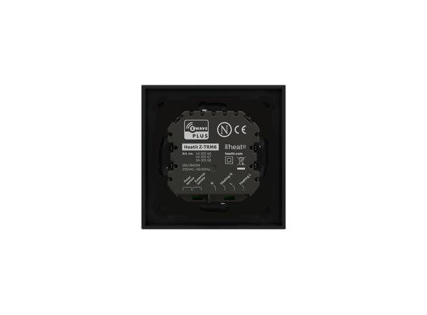 Heatit Z-TRM6 Black matt Z-Wave termostat  3600W  16A  868,4 MHz