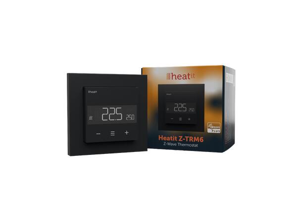 Heatit Z-TRM6 Black matt Z-Wave termostat  3600W  16A  868,4 MHz