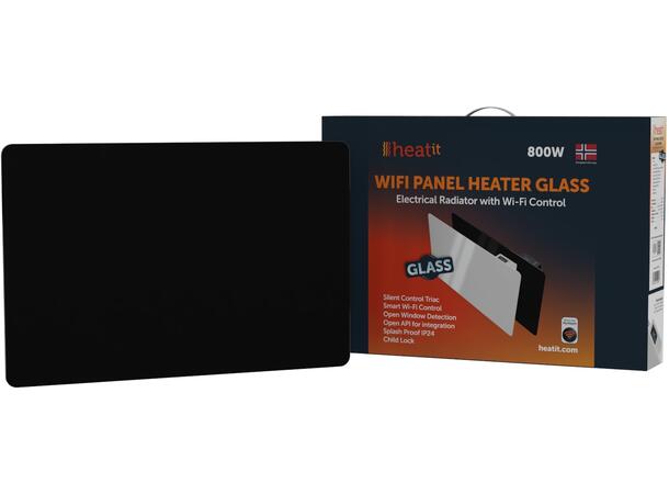 Heatit WiFi Glass 800W Sort Panelovn med Wi-Fi  Glass