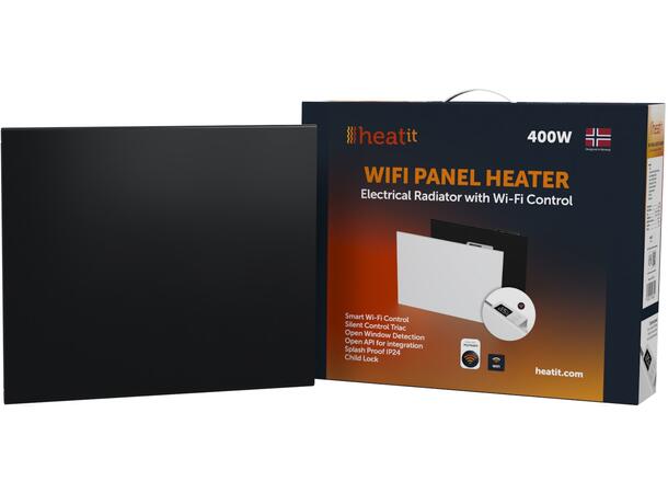 Heatit WiFi Panel 400W  Black Panelovn med Wi-Fi  Stål
