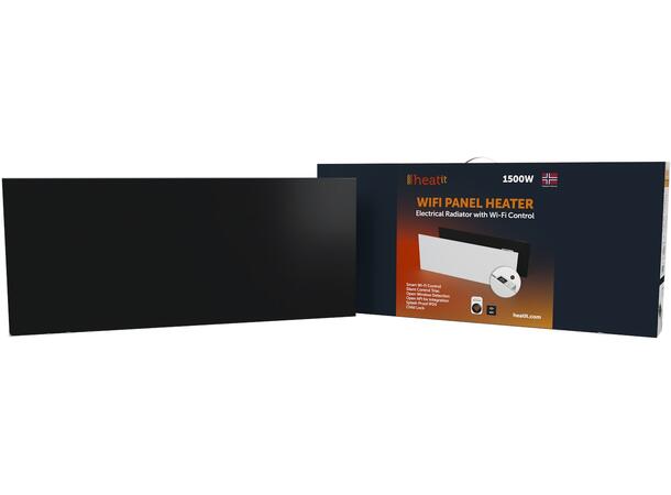Heatit WiFi Panel  1500W  Sort Panelovn med Wi-Fi  Stål