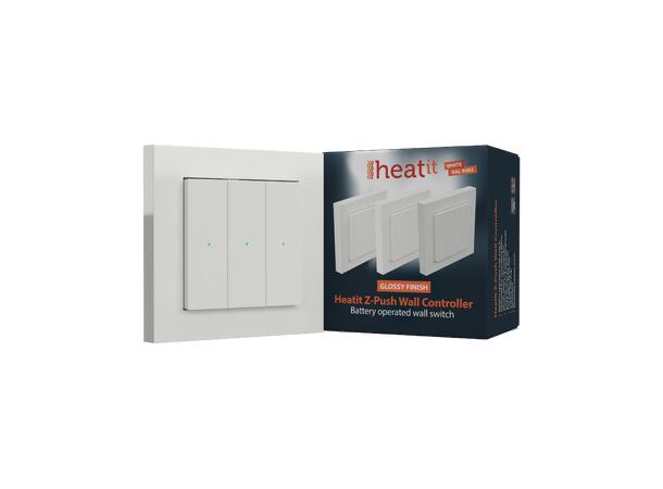 Heatit Z-Push Wall Controller RAL 9003 G Batteridrevet veggbryter Z-Wave