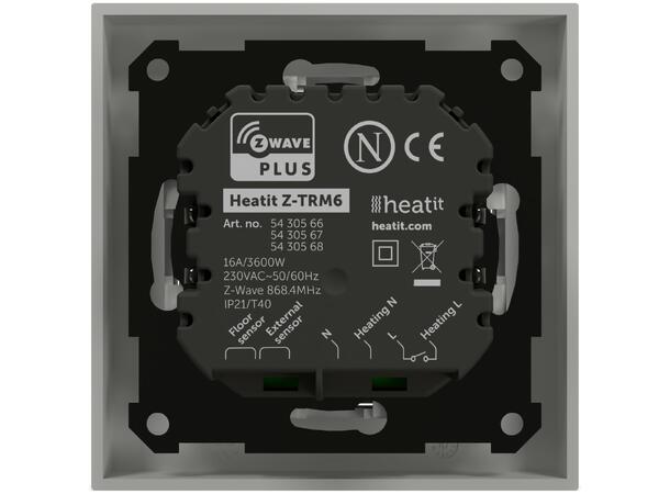 Heatit Z-TRM6 White  RAL 9003 Z-Wave termostat  3600W  16A  868,4 MHz