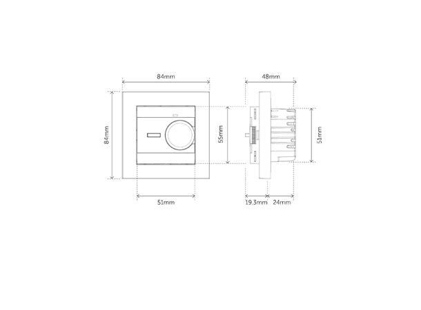 Heatit S-Control2  Hvit 9010 Termostat  3600W  16A  Hvit RAL 9010