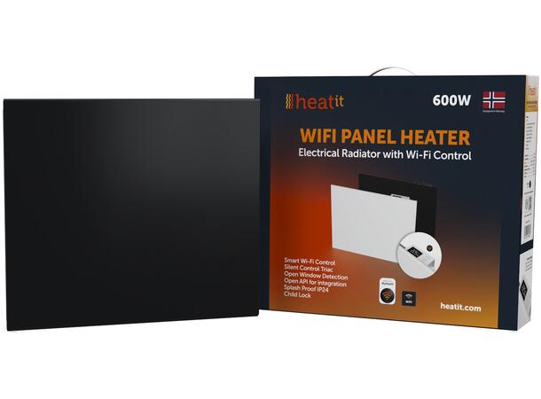 Heatit WiFi Panel 600W  Black Panelovn med Wi-Fi  Stål