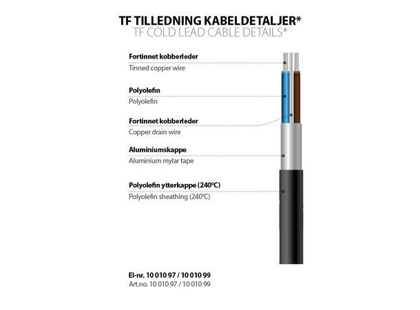 TF Tilledning m/jord 2x2,5mm² Tilbehør varmekabler