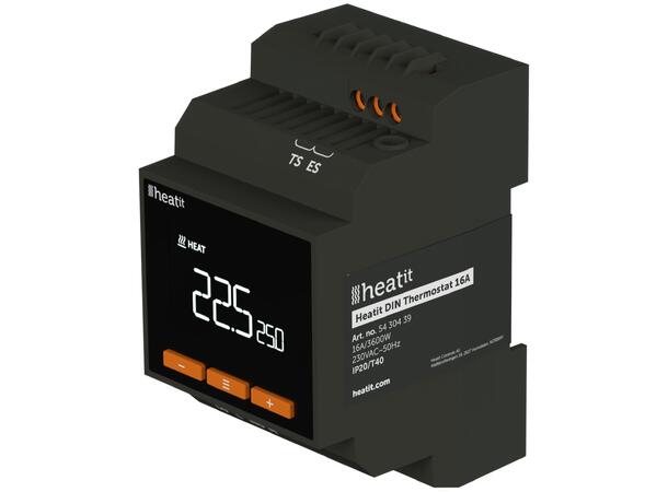 Heatit DIN Thermostat Termostat for DIN-skinne  3600W/16A