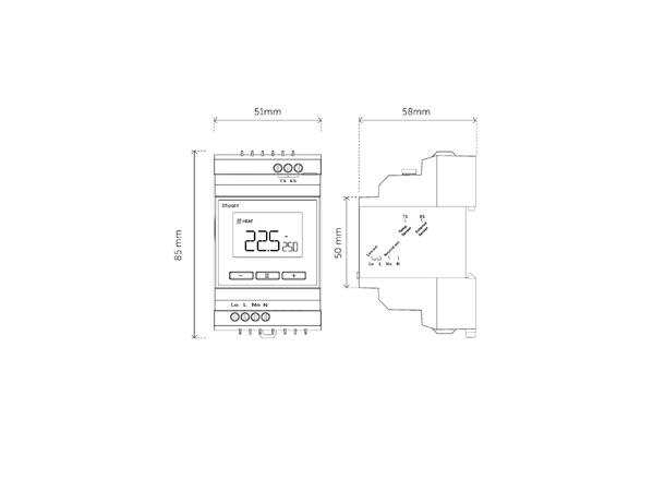 Heatit DIN Thermostat Termostat for DIN-skinne  3600W/16A