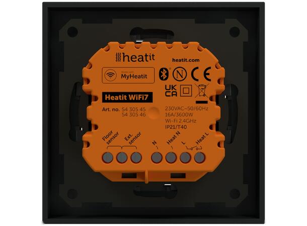 Heatit WiFi7  Sort Matt Wi-Fi/BLE termostat  3600W  16A