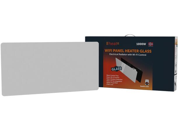 Heatit WiFi Glass 1000W Hvit Panelovn med Wi-Fi  Glass
