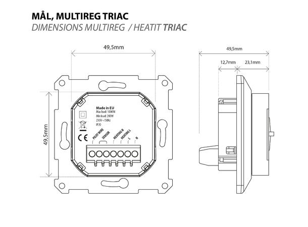 Multireg Triac  1000W - RAL9010 Hvit  RAL 9010